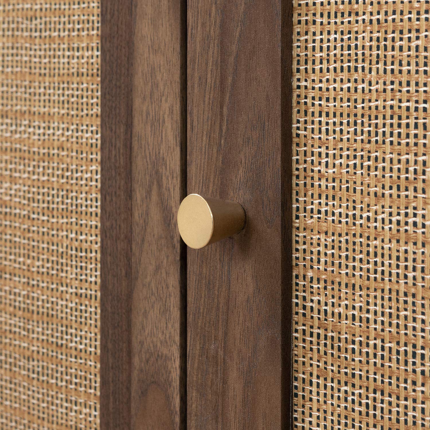 South Shore Balka Tv Stand, 65&quot;, Natural Walnut And Faux Rattan