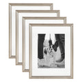 Kate and Laurel Adlynn Rectangle Picture Frame Set of 4, 11 x 14 matted to 8 x 10, Silver, Glam Four-Piece Frame Set for Gallery