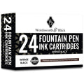 Wordsworth & Black 24 Pack Fountain Pen Ink Refills - Set Of 24 Black Ink Cartridges - International Standard Size - Length Appr