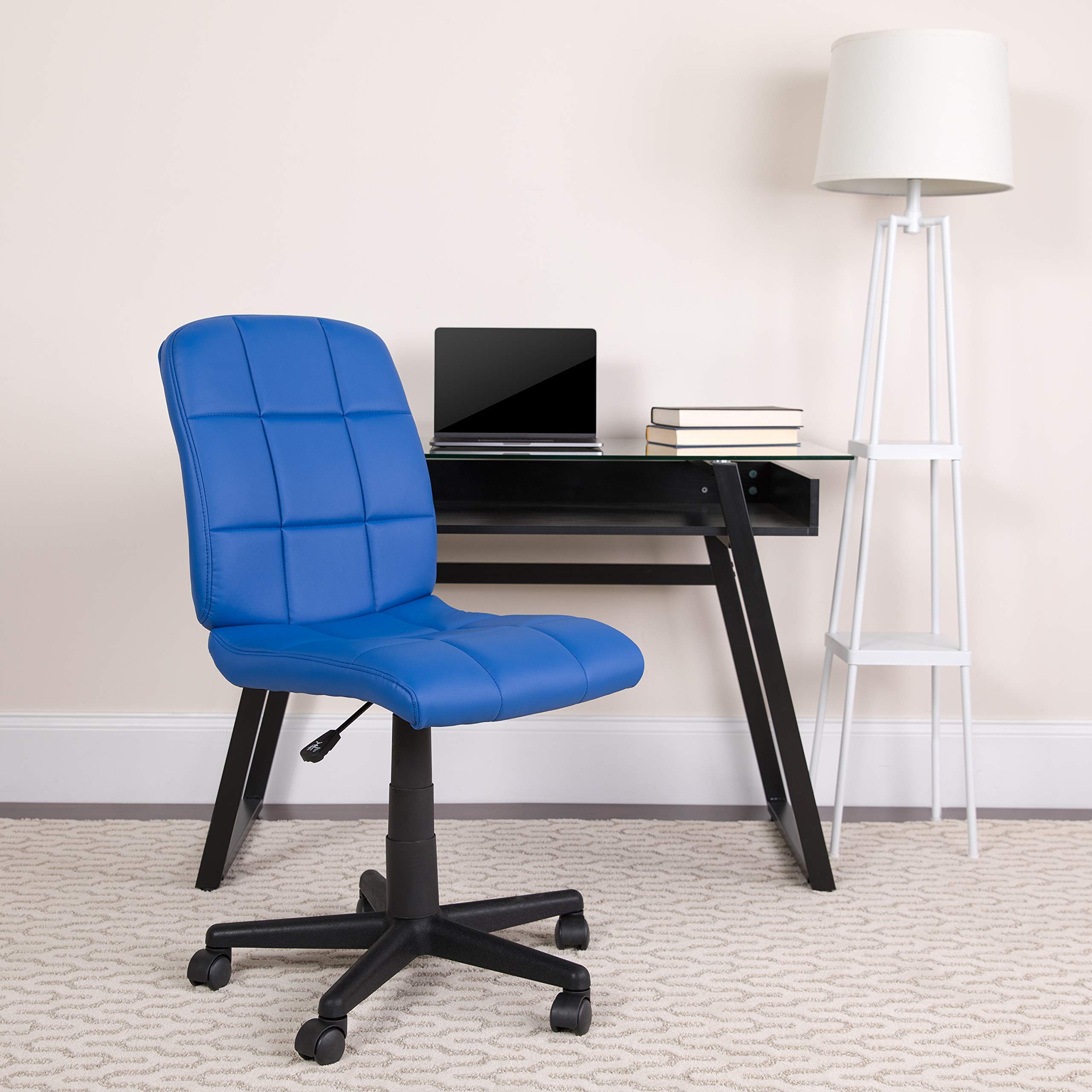 Flash Furniture Clayton Mid-Back Blue Quilted Vinyl Swivel Task Office Chair