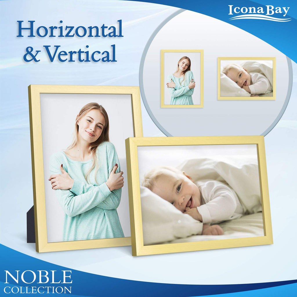 Icona Bay 4X6 Picture Frames (Gold, 6 Pack), Modern Professional Frame Set, Noble Collection