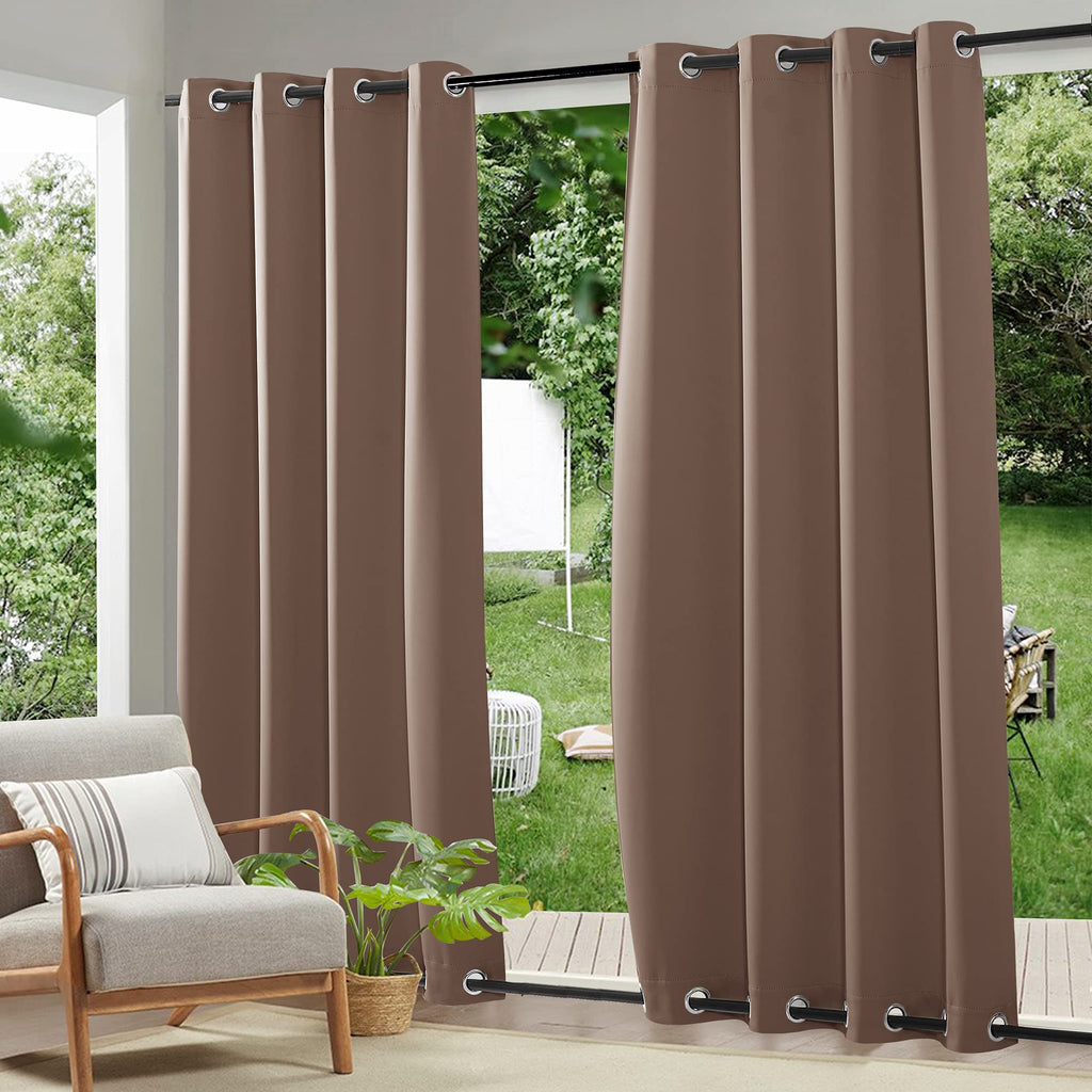 RYB HOME Windproof Outdoor Curtains - Waterproof Blackout Shade Thermal Insulated Drapes for Patio Screen Porch Gazebo Canopy Pe