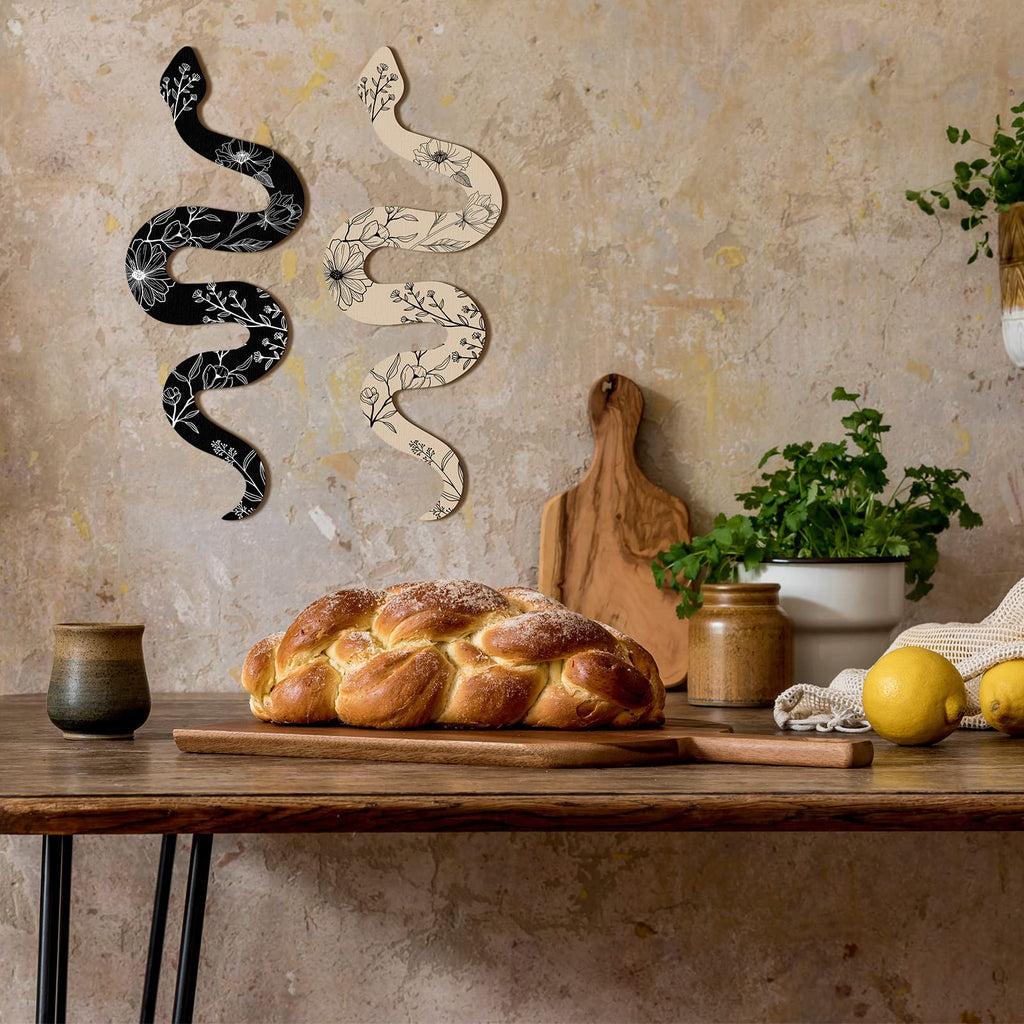 Set Of 2 Earthy Room Wall Decor Boho Witchy Cute Wooden Snake Decor Natural Aesthetic Witchy Desk Decor Altar Decor Frame Wall H