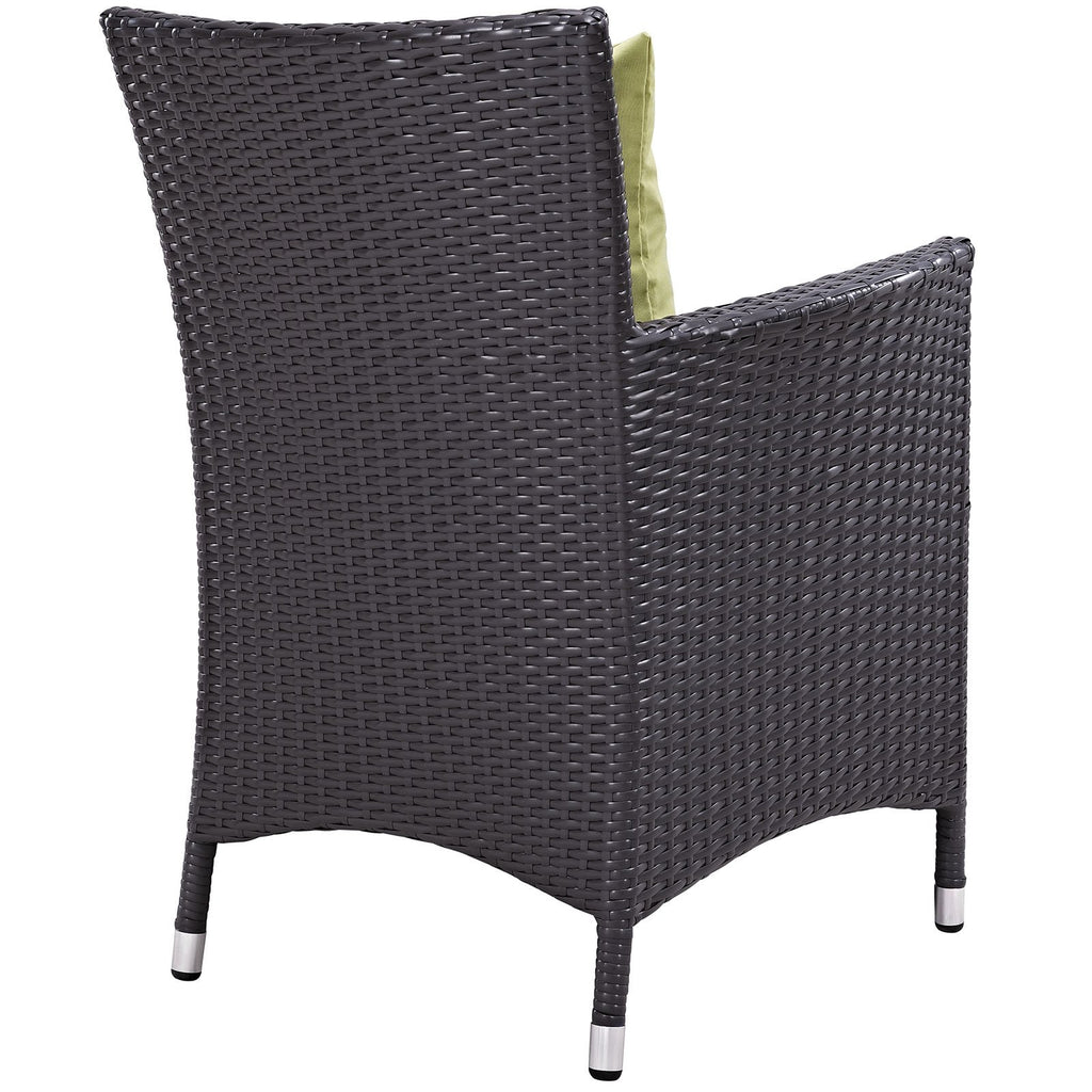 Modway P 4 Piece Set Convene Wicker Rattan Outdoor Patio, Four Dining Armchairs, Peridot