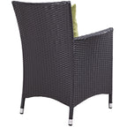 Modway P 4 Piece Set Convene Wicker Rattan Outdoor Patio, Four Dining Armchairs, Peridot