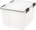 IRIS USA 46 Quart WEATHERPRO Plastic Storage Box with Durable Lid and Seal and Secure Latching Buckles, Weathertight, Clear with