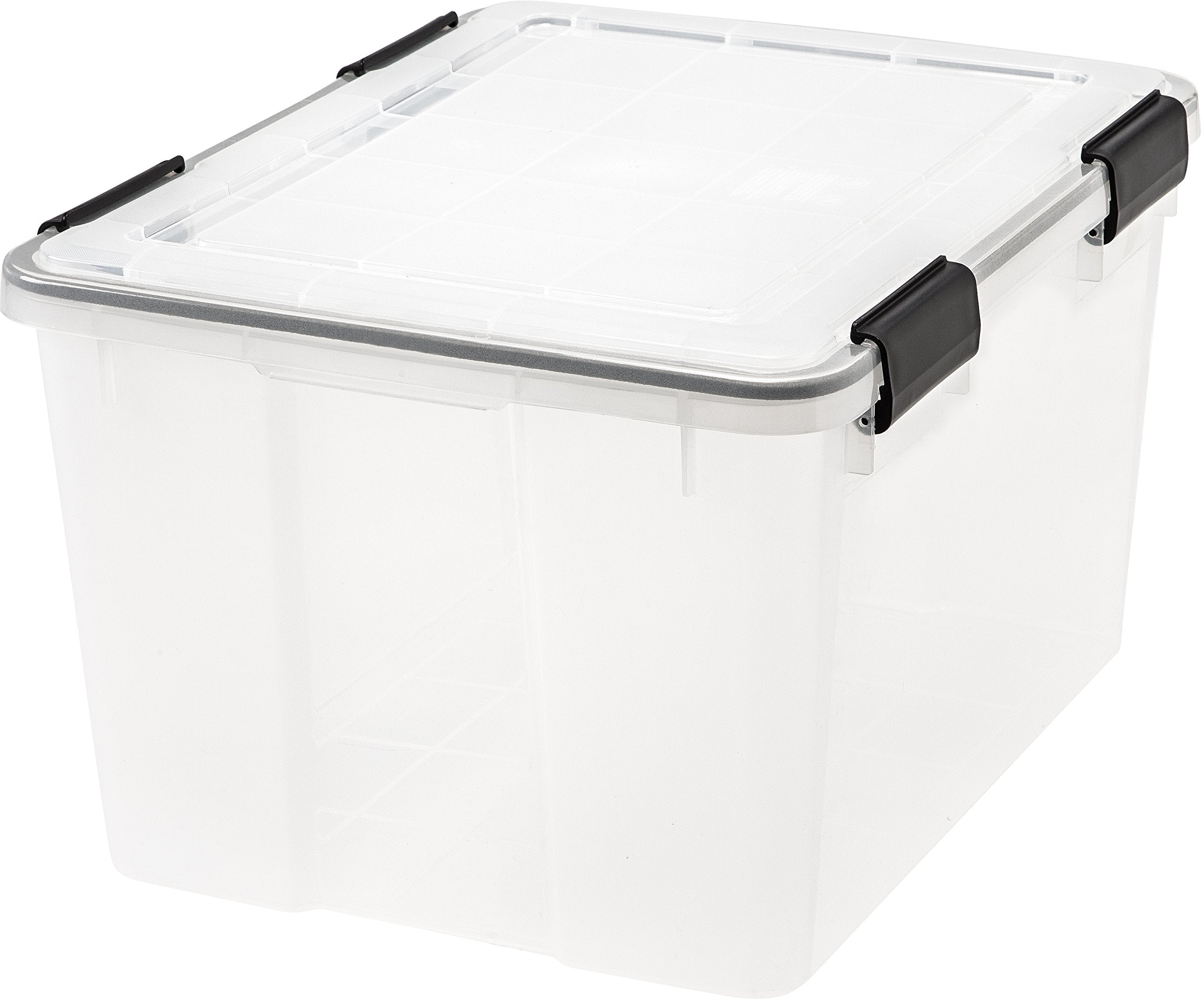 IRIS USA 46 Quart WEATHERPRO Plastic Storage Box with Durable Lid and Seal and Secure Latching Buckles, Weathertight, Clear with