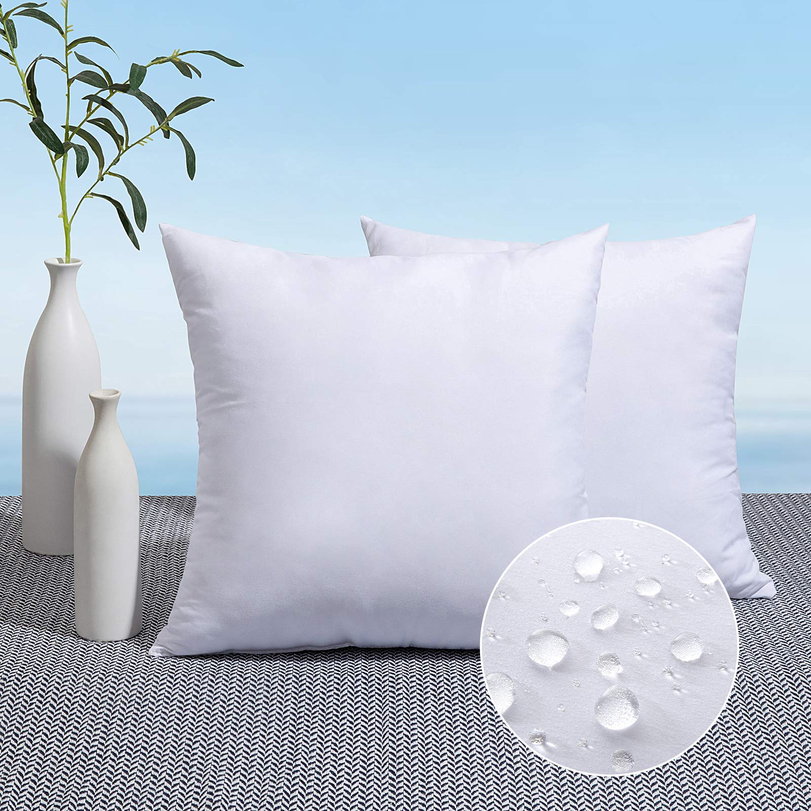 Miulee Pack Of 2 24X24 Outdoor Pillow Inserts, Outdoor Throw Pillows Water-Resistant Decorative Premium Square Pillow Stuffer Sh