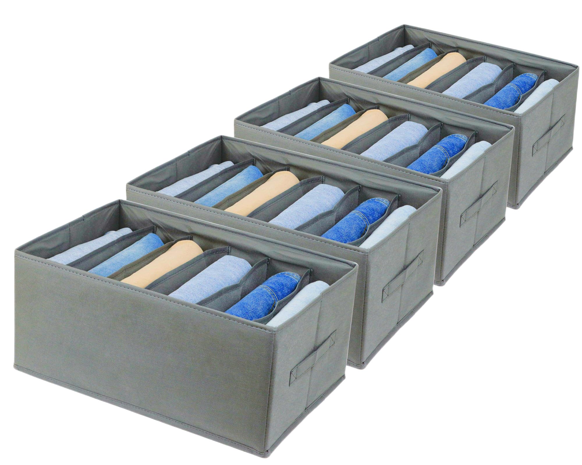 Extra Large Clothes Closet Organizer 6 Compartments for Jean Sweater Sheets to Shirt - Divided Clothing Storage Boxes for Closet