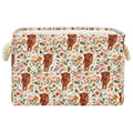 FYSUIMU Floral Highland Cow Rectangle Storage Basket 15 x 10.2 x 9.4 Inch Foldable Open Toy Organizer Bag with Handle Large Laun