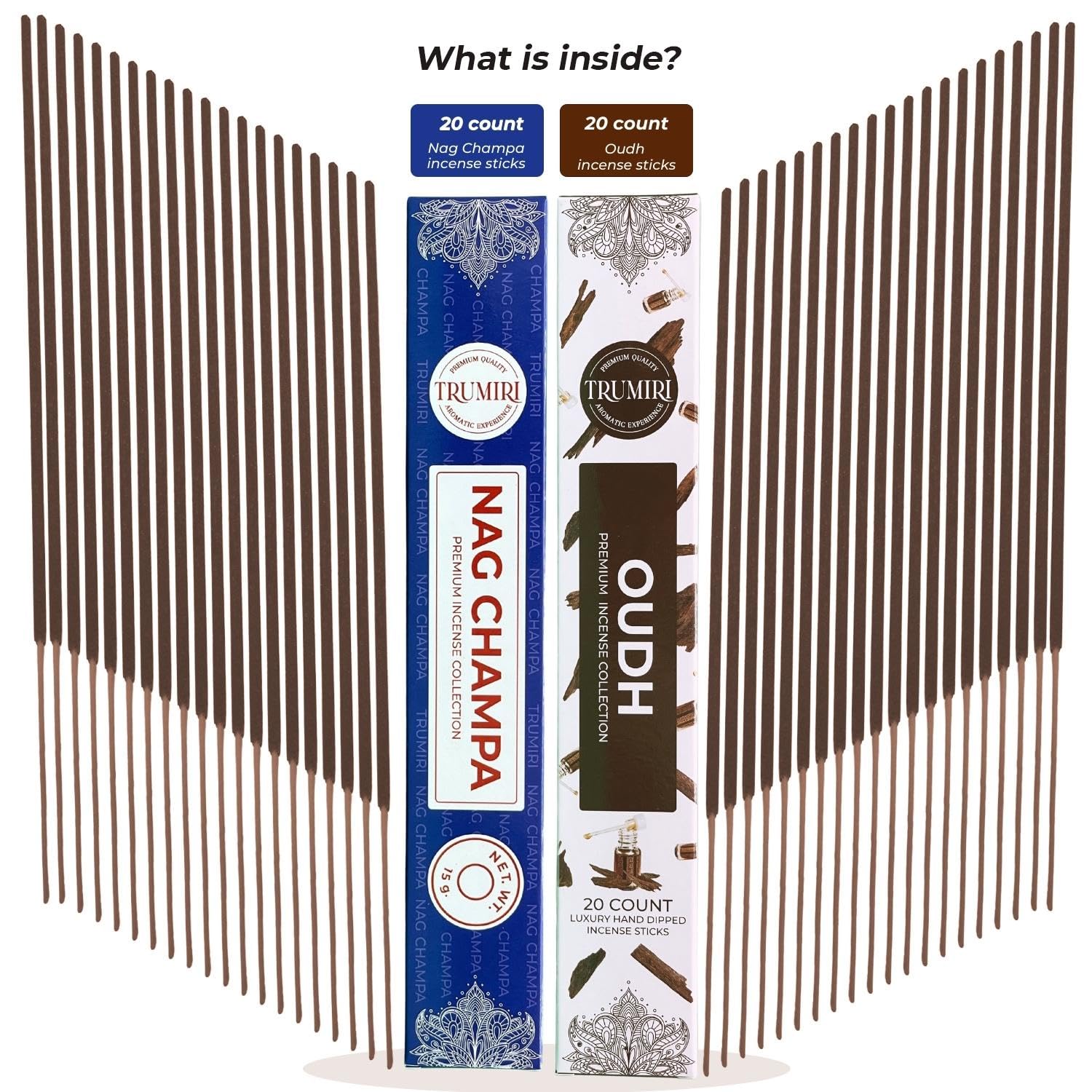 Trumiri Incense Sticks - Combo Pack Of 35 Insence-Sticks - 15 Nag Champa + 20 Oud - Insenses - Insents - Incents - Inscense - In