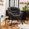 Gorelax Modern Lazy Chair,Upholstered Lounge Accent Chair, Single Leisure Sofa Chair With Armrests & Side Pocket, Comfy Reading Chair For Bedroom, Living Room, Dorm Room (Grey)