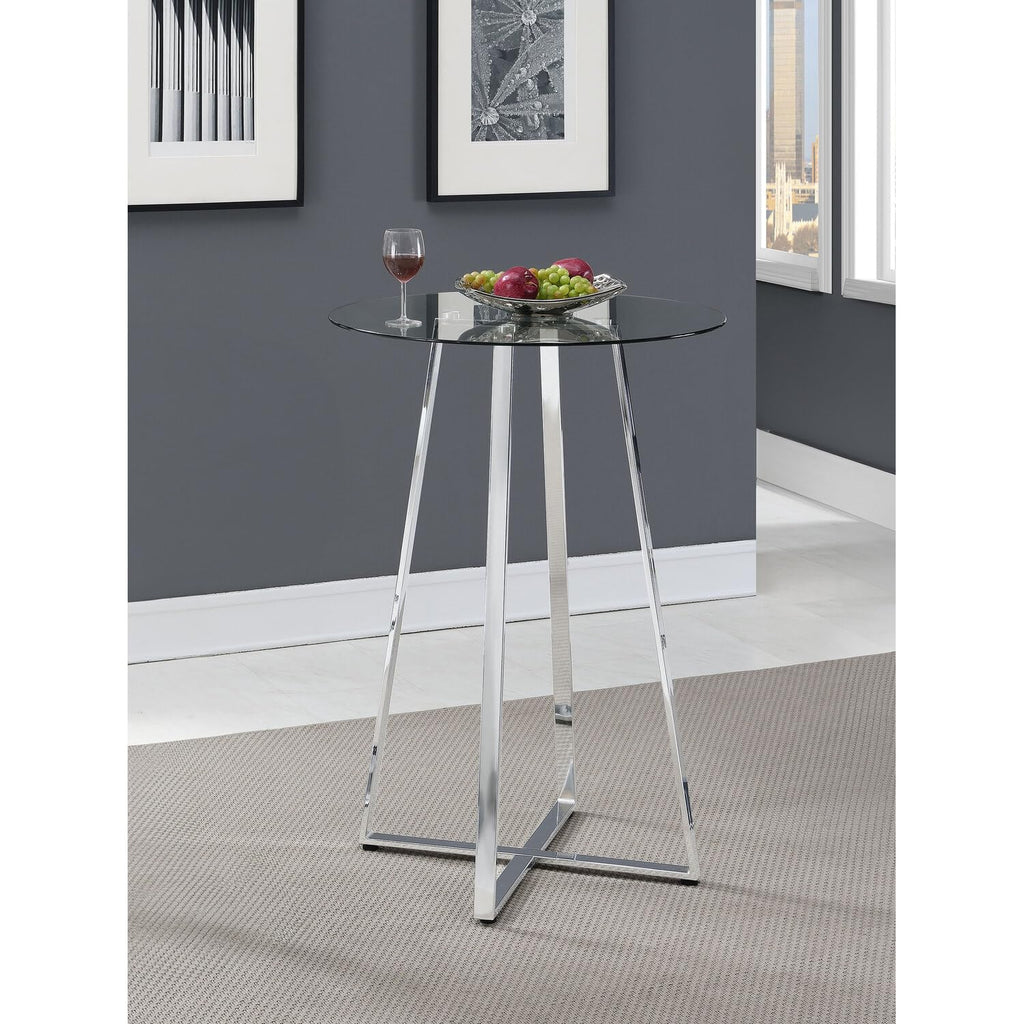 Coaster Home Furnishings Zanella Glass Top Bar Table Chrome