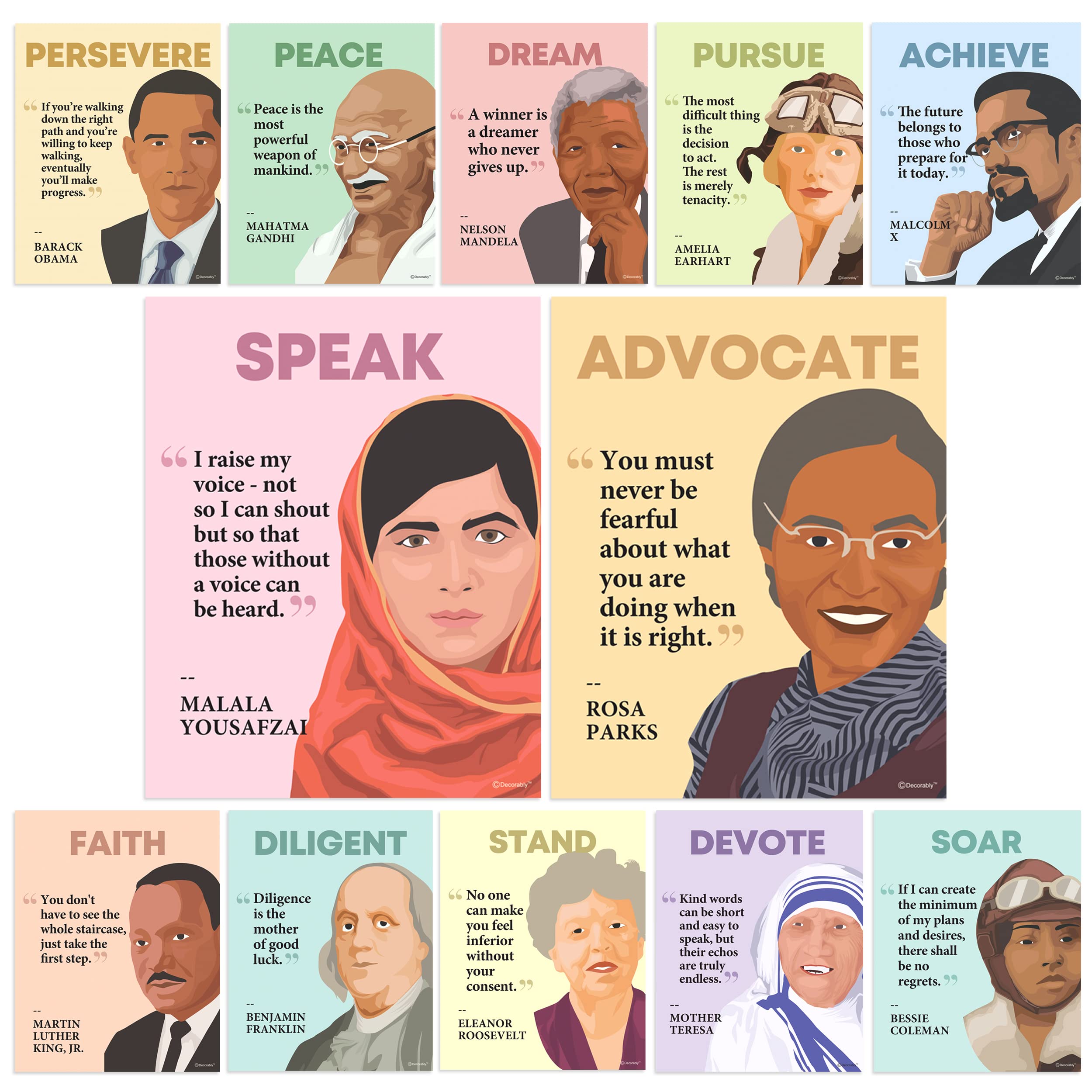 12 Black History Classroom Decorations - 11X14In Inspirational Posters For Classroom, Us History Posters For Classroom High Scho