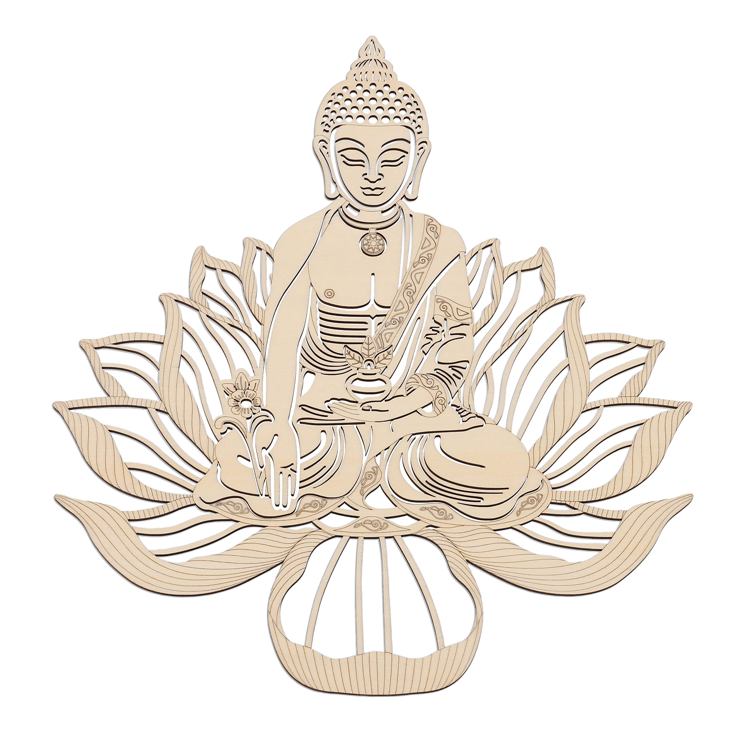 Fourth Level MFG 12    Thai Buddha, Sacred Geometry Wood Wall Art, Buddhism Enlightenment Symbol, Zen Home Decoration for Yoga a