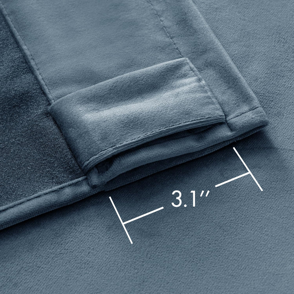 Miulee Velvet Curtains 84 Inches - Luxury Blackout Curtains For Bedroom Living Room Super Soft Light Blue Thermal Insulated Dusty Blue Window Drapes Back Tab, Stone Blue, W52 X L84 Inches, 2 Panels