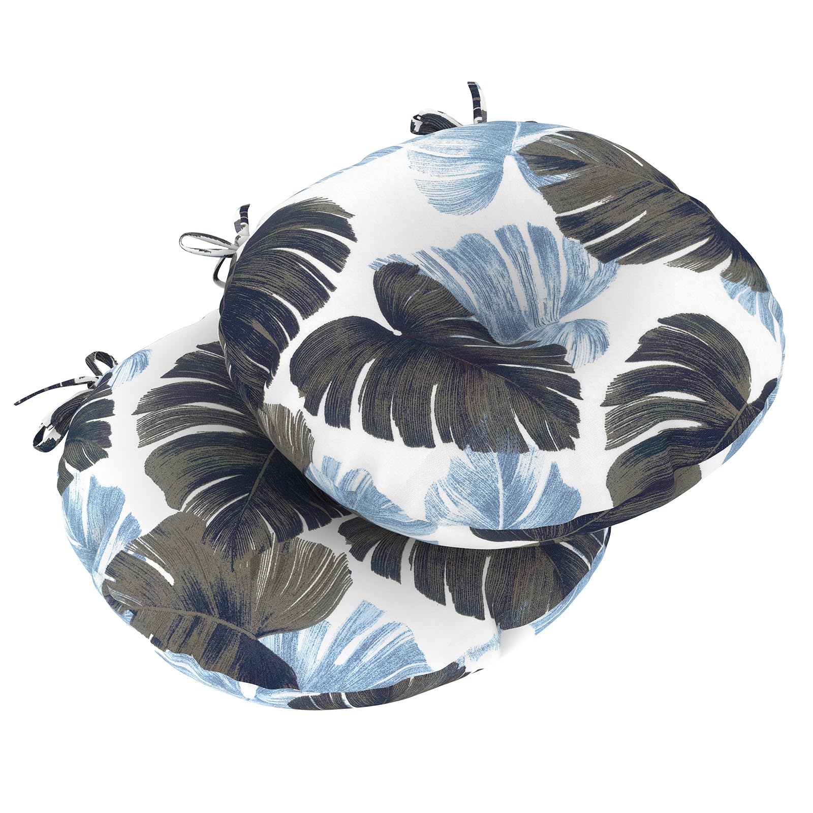 Lvtxiii 2 Pack Outdoor Seat Cushions All Weather Patio Chair Pads With Ties, 15'X15'X4' Fluffy Round Bistro Chair Cushions Fo