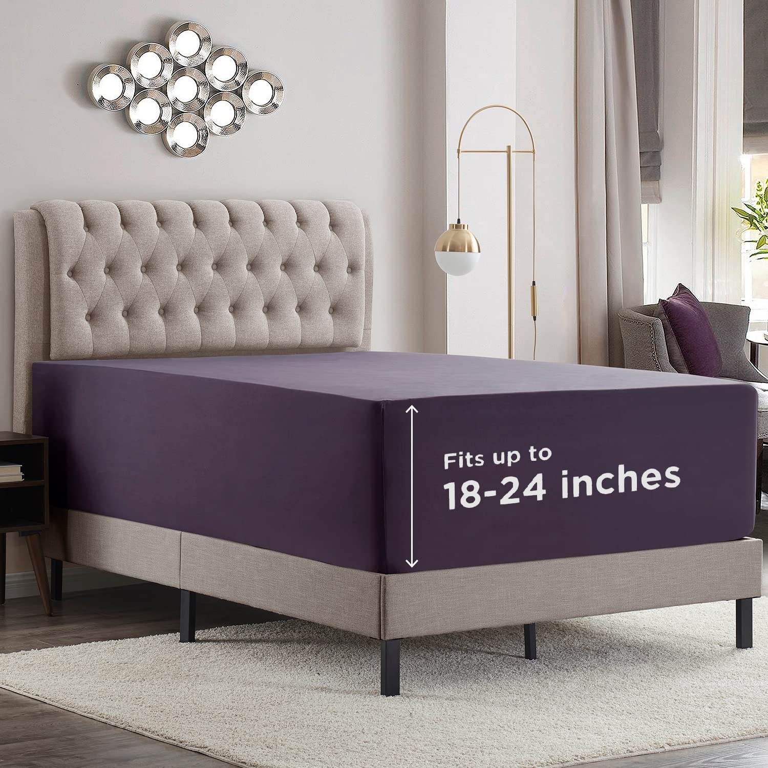 Empyrean Extra Deep Queen Fitted Sheet Only Deep Pocket Fits 18 To 24 Inch, Fitted Sheet Queen Deep Pocket, Soft Microfiber 110