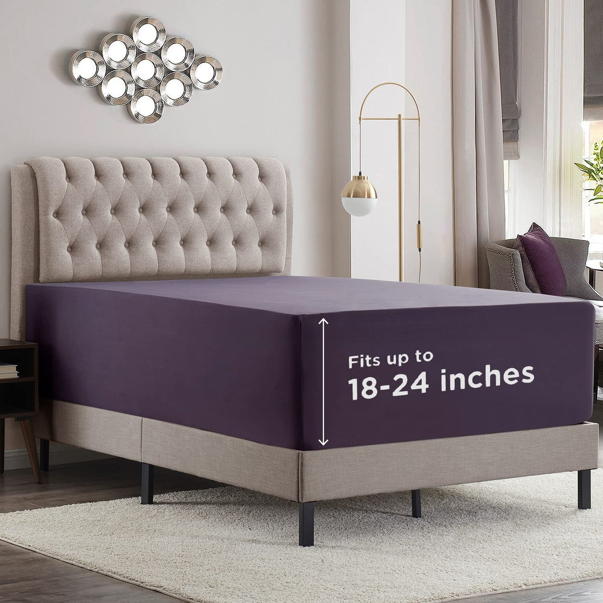 Empyrean Extra Deep Pocket Twin Xl Fitted Sheet - Purple Eggplant Twin Xl Deep Pocket Fitted Sheets Only For 18 To 24 Inch Mattr