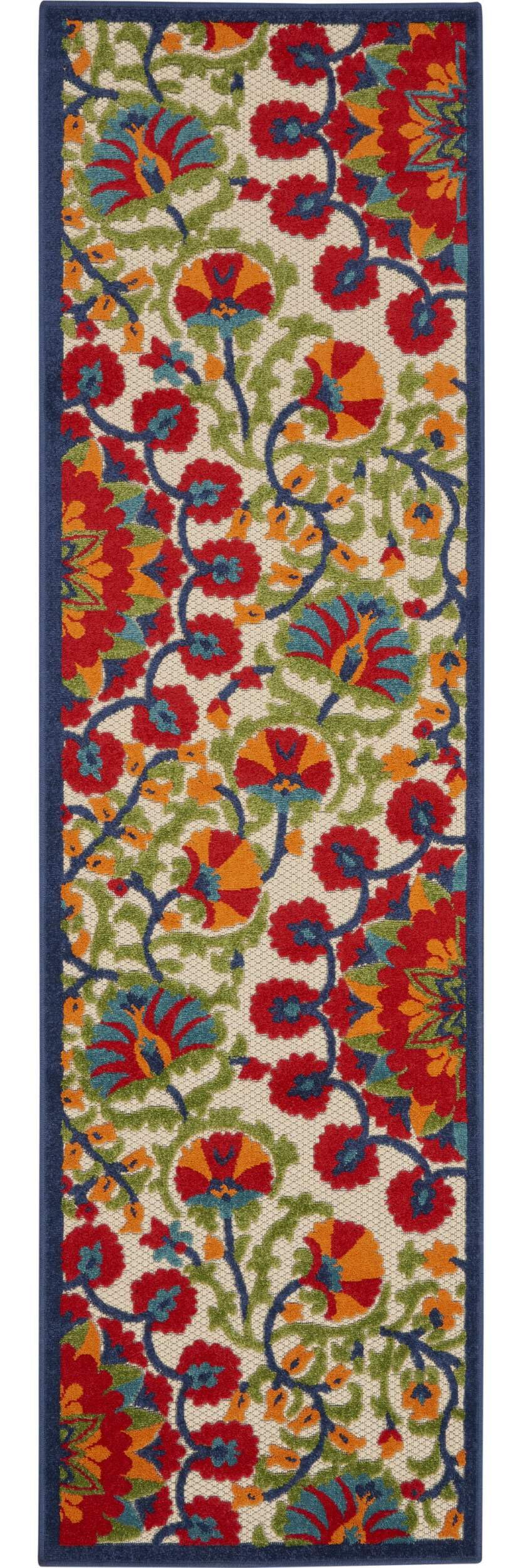 HomeRoots 3' X 4' Red and Ivory Floral Indoor Outdoor Area Rug