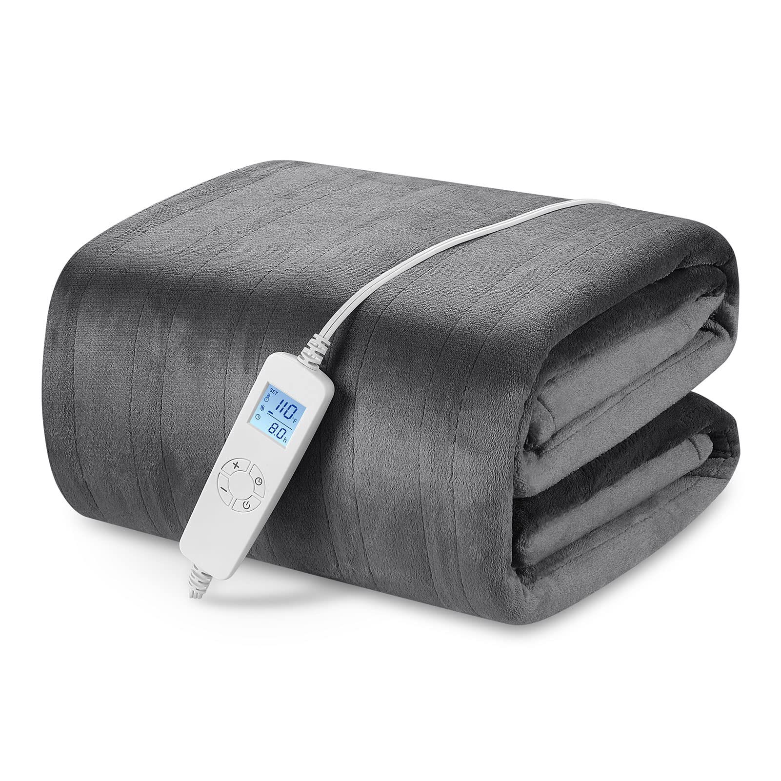 Electric Heated Blanket 84' X 90' Queen Size With 6 Levels & 8H Auto Off, Ultra Soft Flannel Full Body Heating Blanket, Machin