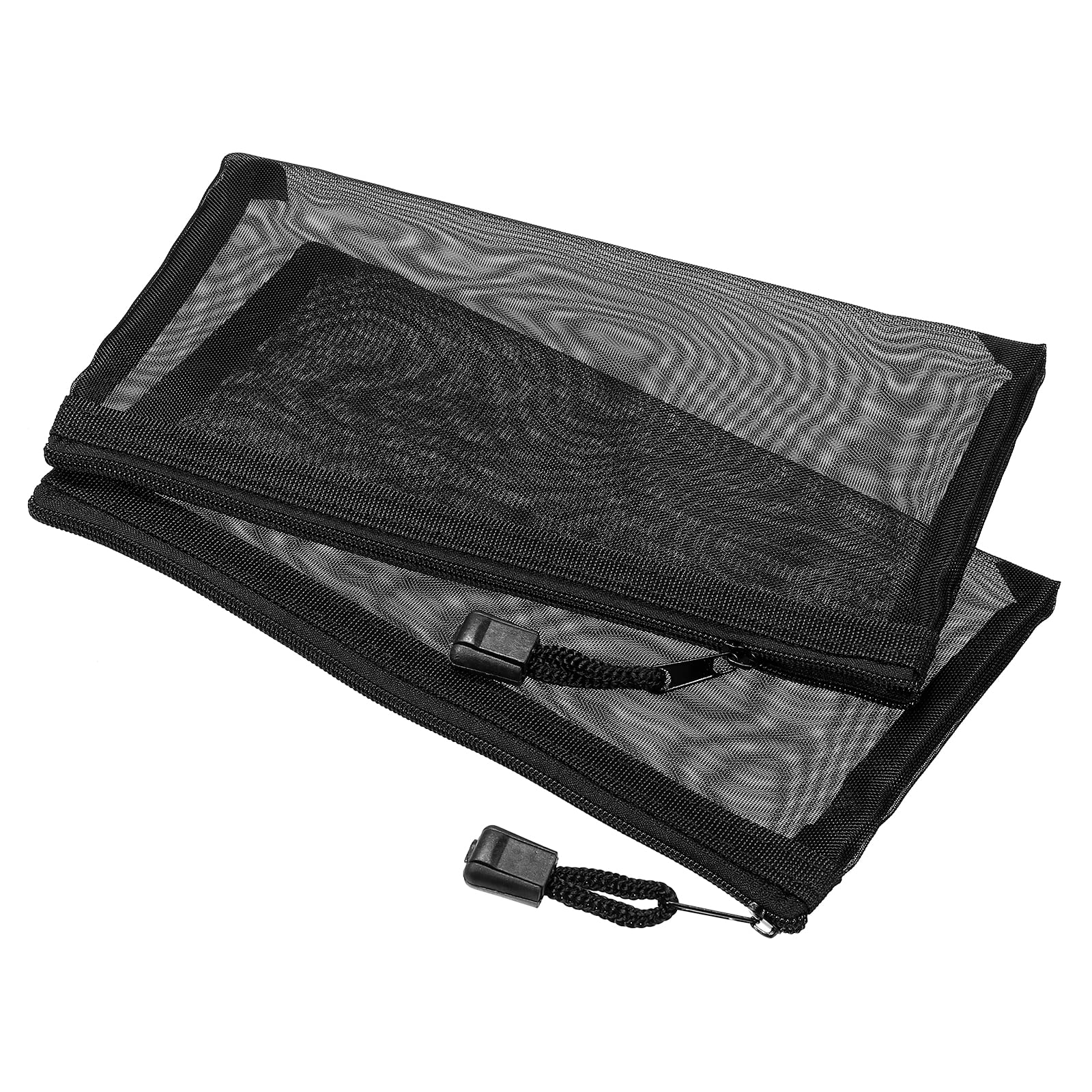 Meccanixity Mesh Zipper Bags, A6 Nylon Zip Pouch Pencil Case Storage Pockets For Travel Office Accessories, Black Pack Of 6