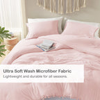 Codi Pink Comforter Set Queen - Boho Aesthetic Pom Fringe Bedding For Teen Girls, Cute Soft Washed Microfiber Blush Bed Sets, Li