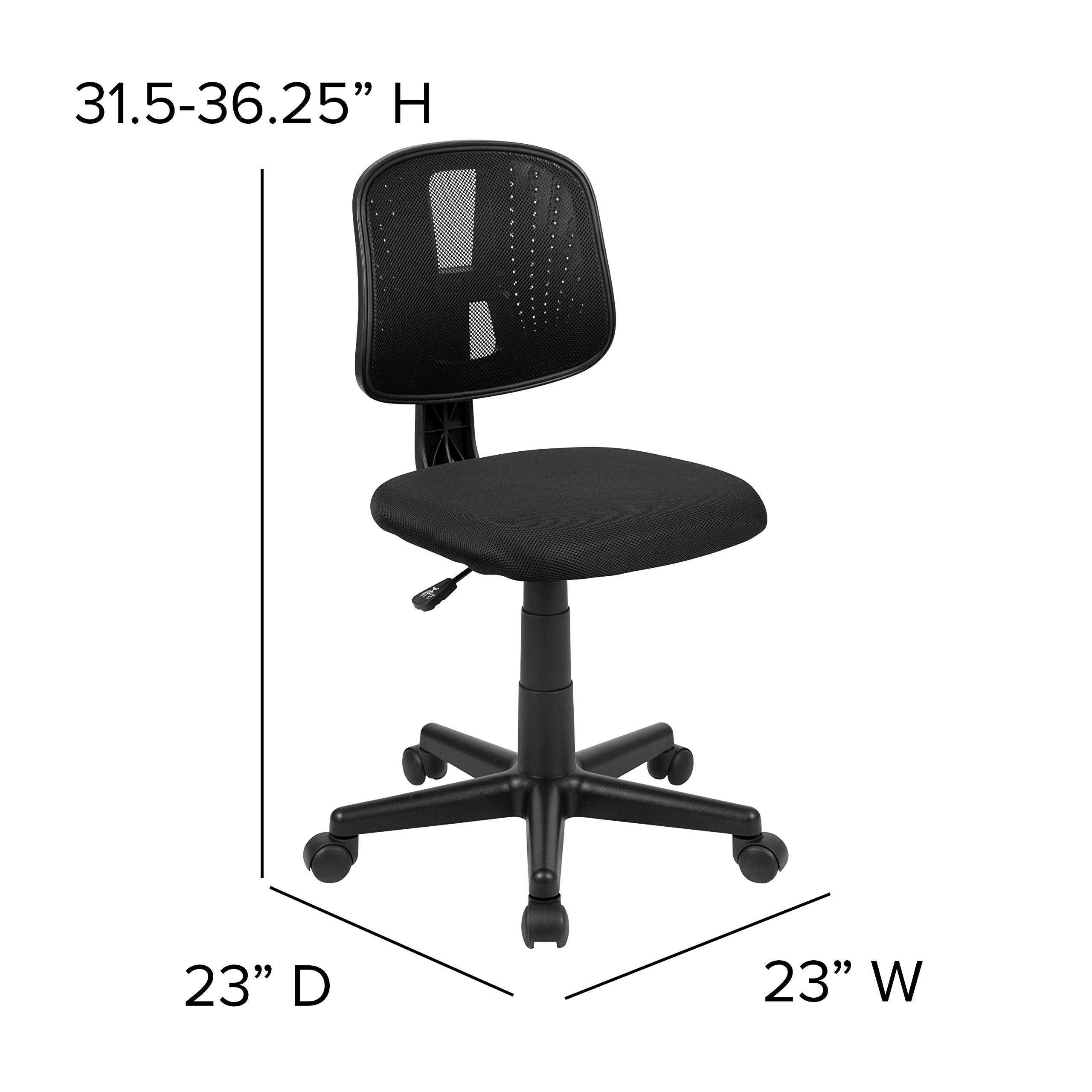 Flash Furniture Flash Fundamentals Mid-Back Swivel Task Office Chair With Pivot Back, Height-Adjustable Ergonomic Mesh Office Desk Chair, Black