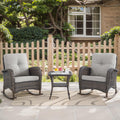 HUMMUH 3-Piece Outdoor Rocking Chairs,All-Weather PE Wicker Patio Rocker Chairs Bistro Set with Side Table,Porch Balcony Furnitu