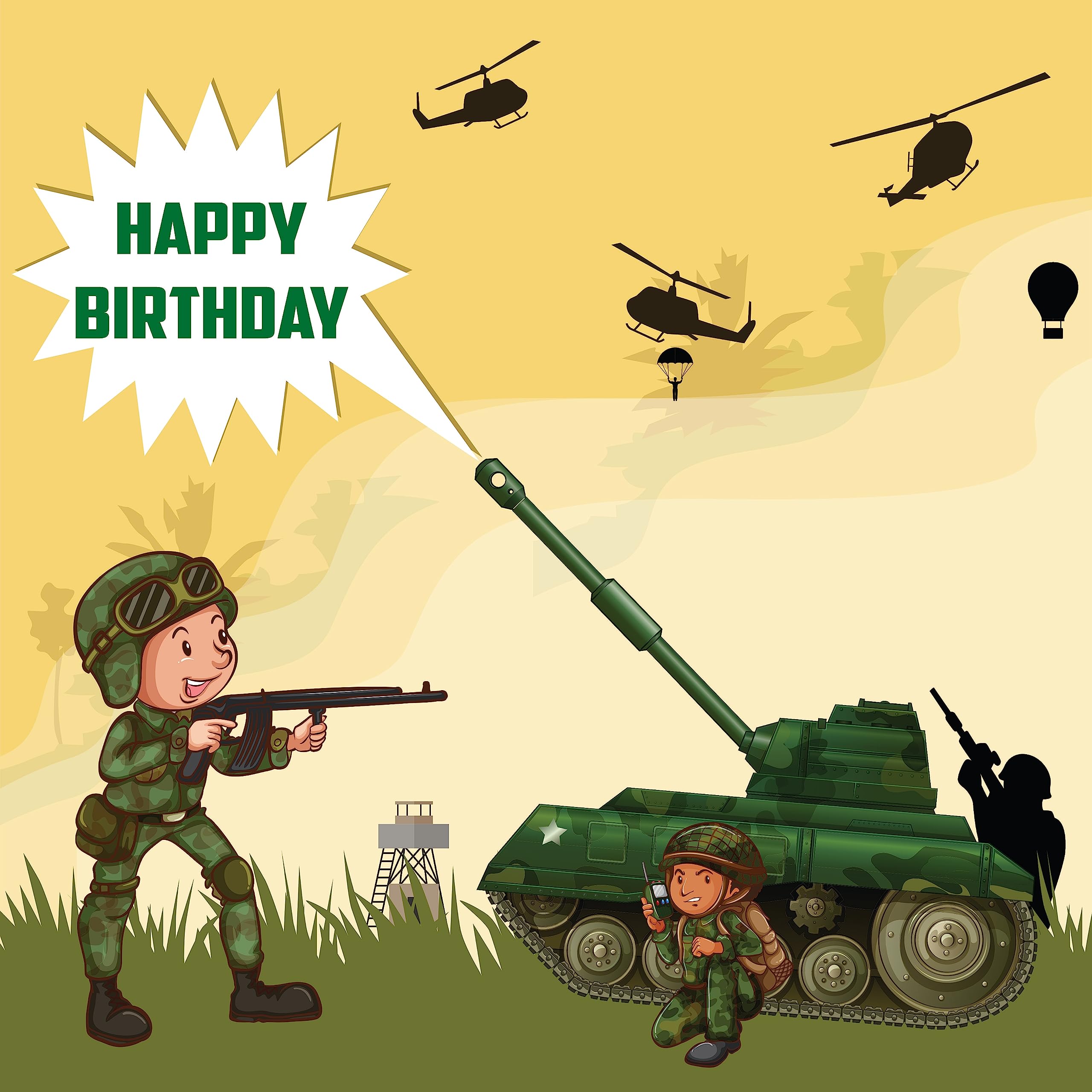 Untumble Army Theme Birthday Decoration | Military Backdrop With Posters | Camouflage Items For Baby Boy Or Girl | 4Ft X 4Ft