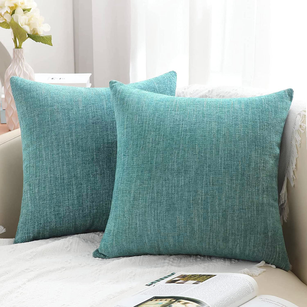 Decoruhome Decorative Throw Pillow Covers 26X26 Set Of 2, Farmhouse Textured Chenille Square Pillow Covers For Couch Sofa Bed Li