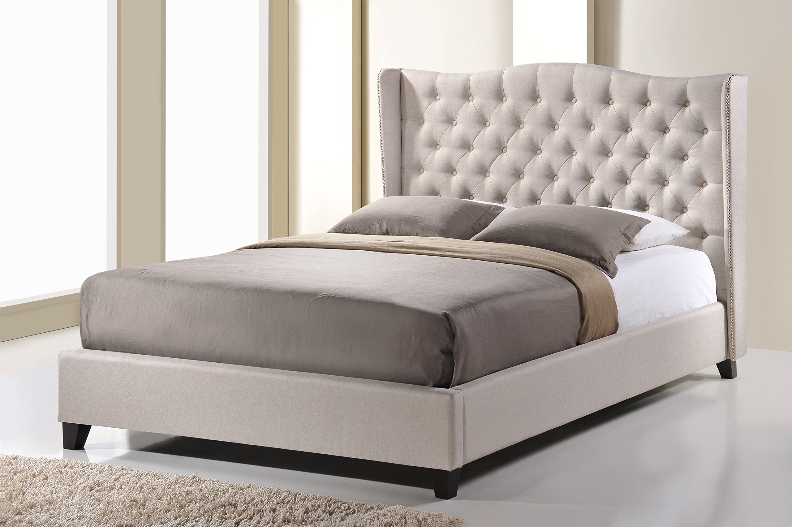 Baxton Studio BBT6344-King-Light Beige-6086-1 Platform Bed