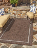 Unique Loom Outdoor Border Collection Area Rug - Soft Border (5 3 x 7 1 Rectangle Brown/Ivory)