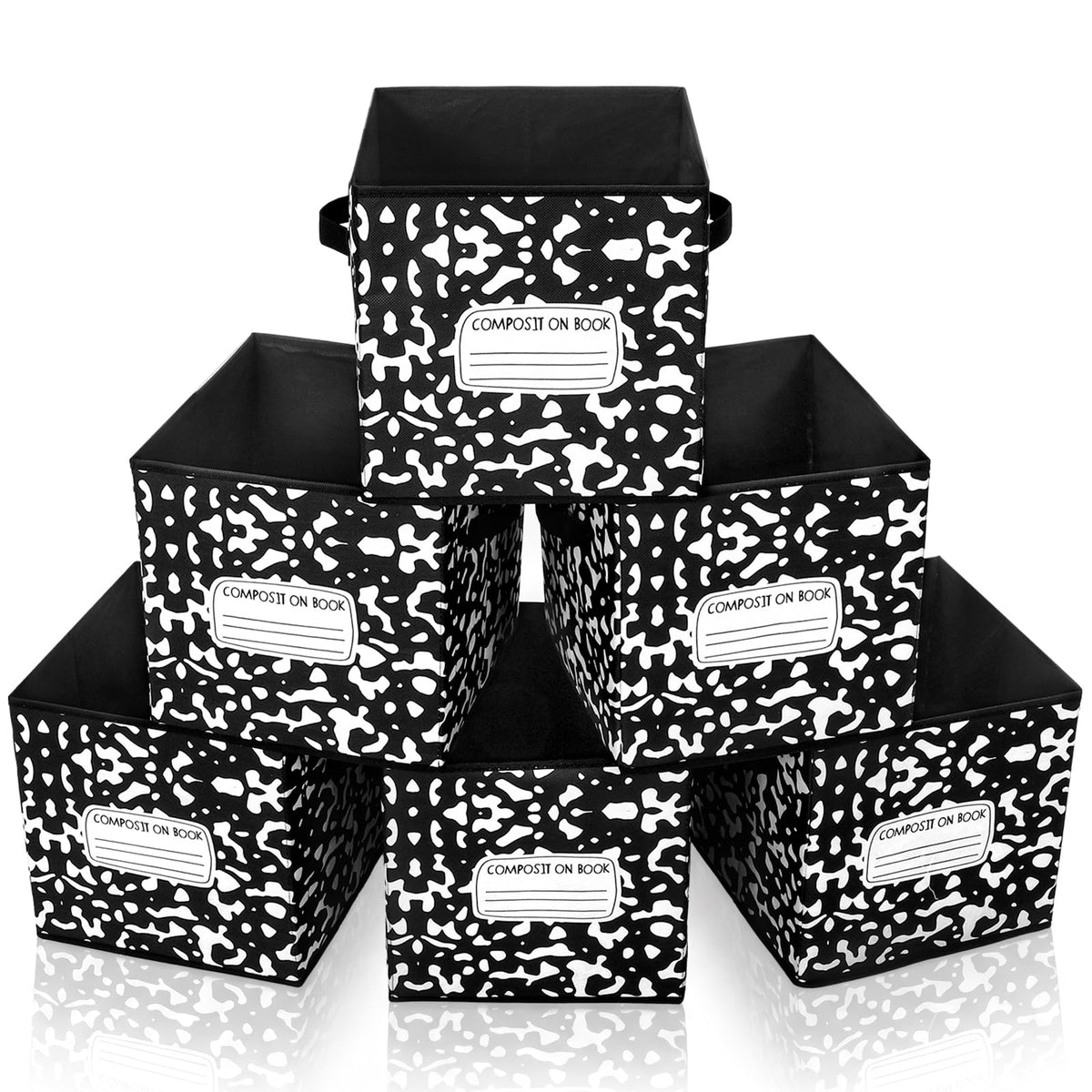 Acellegic 6 Pcs 11 Inch Book Bins Fabric Storage with Handles Organizer