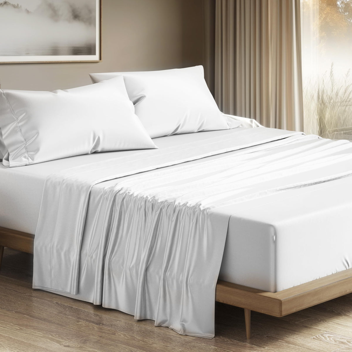 Thread Spread 100% Egyptian Cotton Sheets California King Size - 1200 Thread Count 4 Pc Cal King Sheets Egyptian Cotton, Soft, C