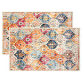 2 Pcs Washable Indoor Doormat 24 x 36 Non Slip Retro Floor Mat Area Rug Absorbent Entrance Rug Distressed Rug, Accent Throw Rug 