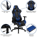 Flash Furniture Optis Black Gaming Desk And Blue Footrest Reclining Gaming Chair Set With Cup Holder, Headphone Hook & 2 Wire Management Holes