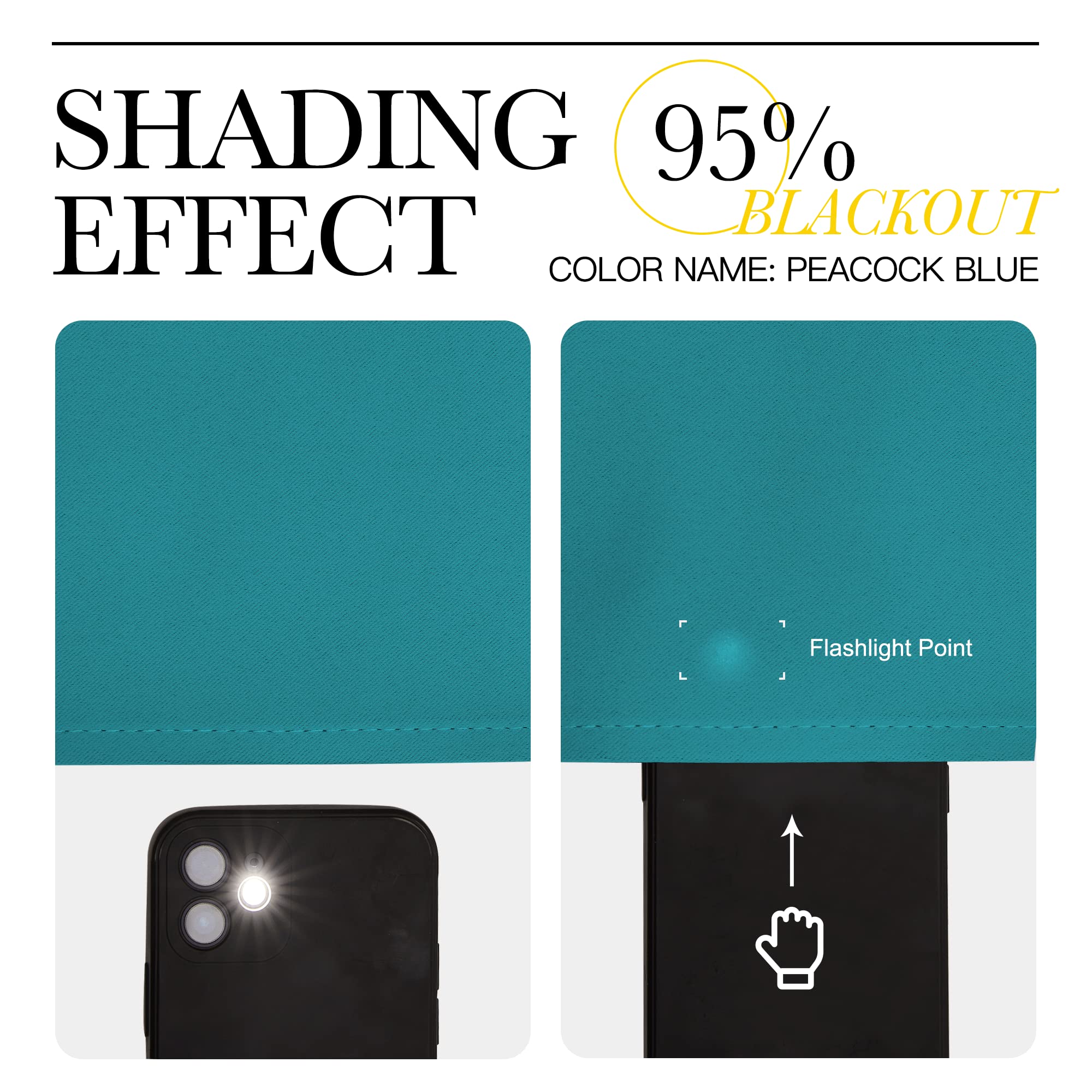 Nicetown Room Darkening Curtains For Bedroom, Peacock Teal Thermal Insulated Drapes 72 Inches Long For Office, Loft, Guestroom (1 Panel, 70' Wide Per Panel)