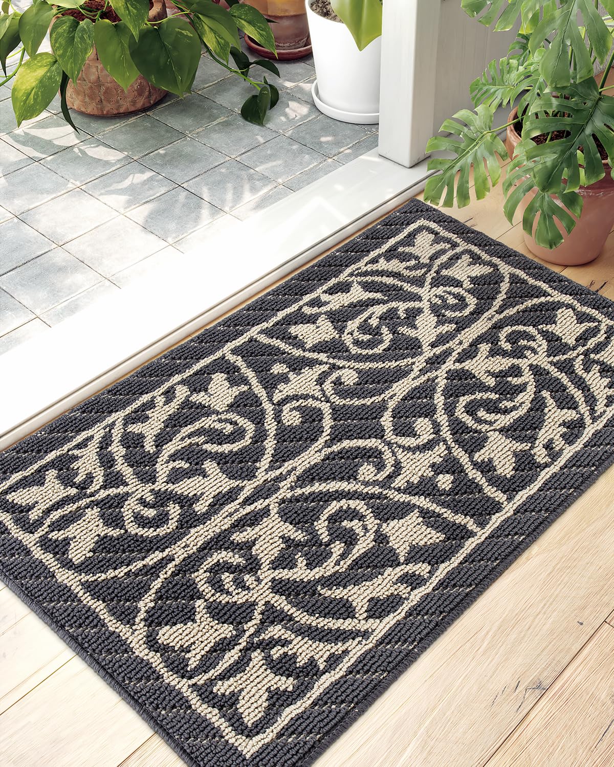 Dexi Door Mat Indoor Rugs For Entryway Floor Mats Inside Doormat Front Entrance Rug Entry Non Slip Washable,19.5'X31.5',Dark G