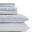 Laura Ashley - King Sheets, Cotton Percale 6-Piece Bedding Set, Crisp & Cool Home Decor (Belle Blue Cashmere, King)