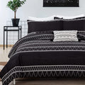 WONGS BEDDING Black Comforter Set King Size (104''x 90''), Reversible Boho Striped Bedding Set for King Bed - 3 Pieces (1 Comfor