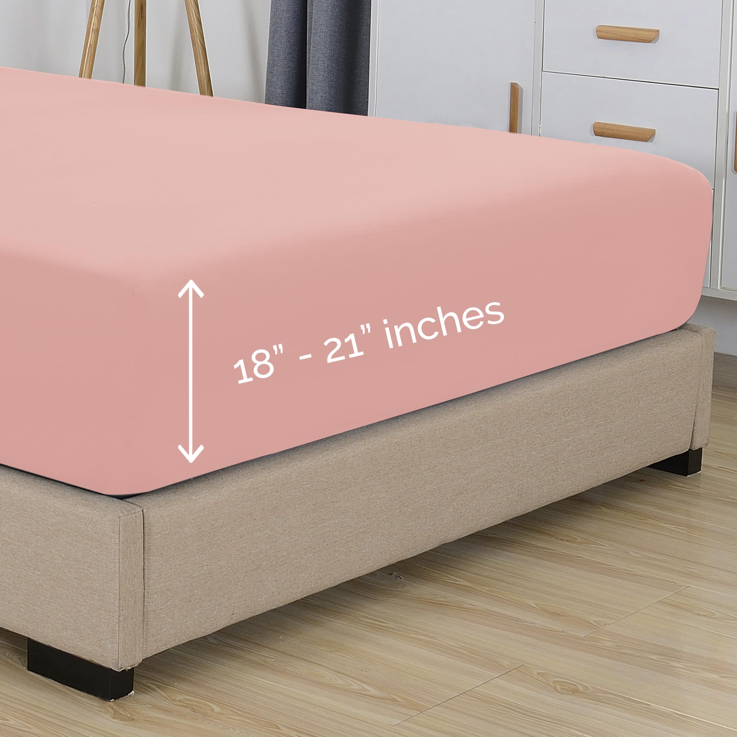 Elegant Comfort 1500 Premium Hotel Quality 18-21 Inches Deep - Extra Deep Pocket Single Fitted Sheet For High Mattress, Luxury And Softest, Smart Pocket - Wrinkle Free, Full, Dusty Rose