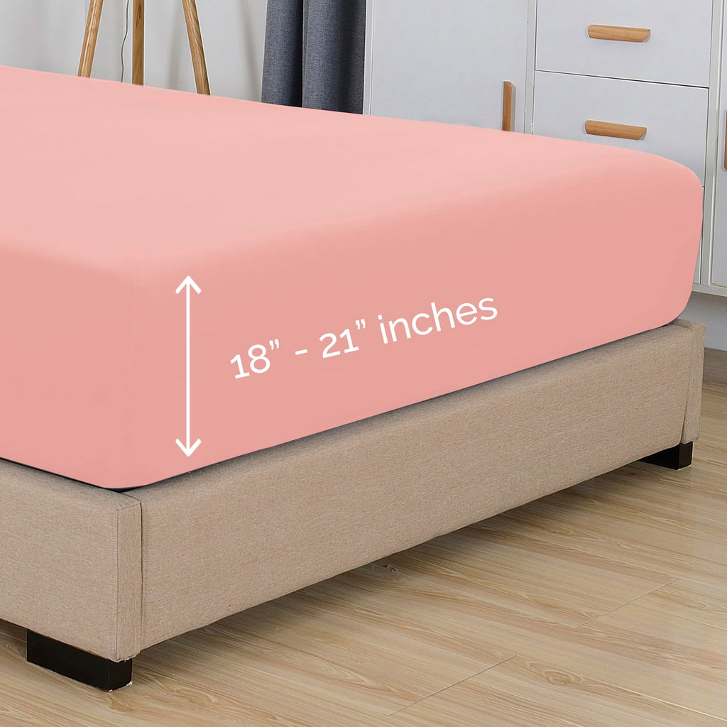Elegant Comfort 1500 Premium Hotel Quality 18-21 Inches Deep - Extra Deep Pocket Single Fitted Sheet For High Mattress, Luxury And Softest, Smart Pocket - Wrinkle Free, Full, Dusty Rose