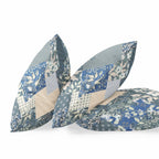 HomeRoots Dark Grey Blue Broadcloth Gray Blue Boho Floral Indoor Outdoor Throw Pillow