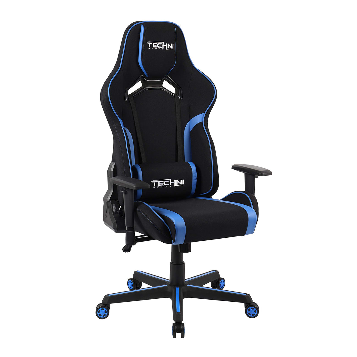 Techni Sport Pc Gaming Chair With Foam Seat And Padded Arms, Reclining Office Chair With Height And Tilt Adjustment, Blue