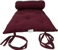 D&D Futon Furniture Twin Size Burgundy Traditional Japanese Floor Rolling Futon Mattresses, Foldable Cushion Mats, Yoga, Meditat