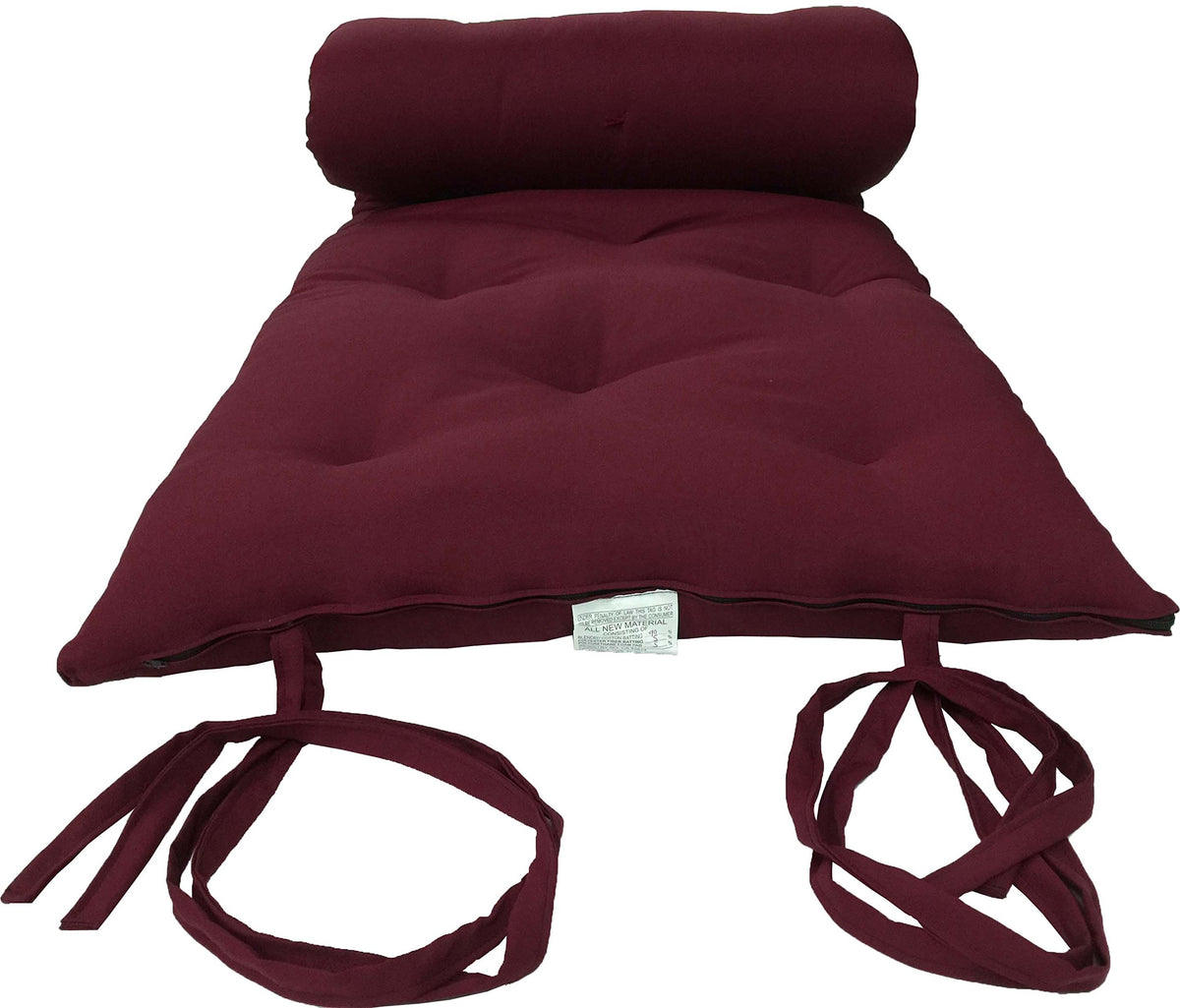 D&D Futon Furniture Twin Size Burgundy Traditional Japanese Floor Rolling Futon Mattresses, Foldable Cushion Mats, Yoga, Meditat