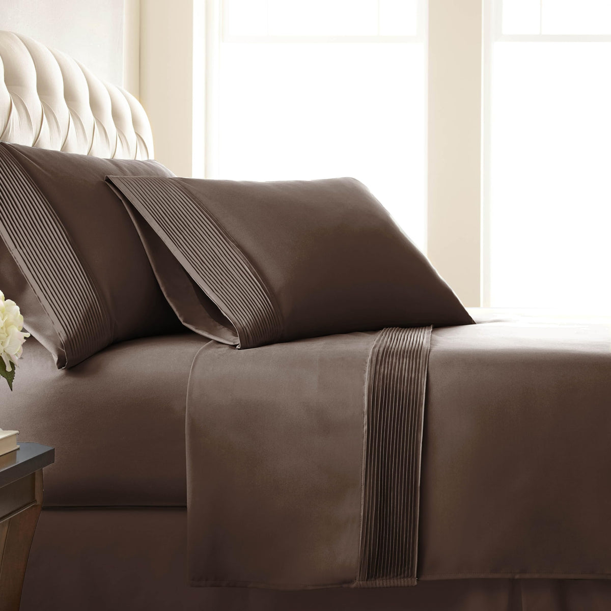 Southshore Fine Living Vilano Pleats, 3-Piece, 21-Inch Extra Deep Pocket Sheet, Twin Sheets With Flat Sheets And Pillowcase, Eas