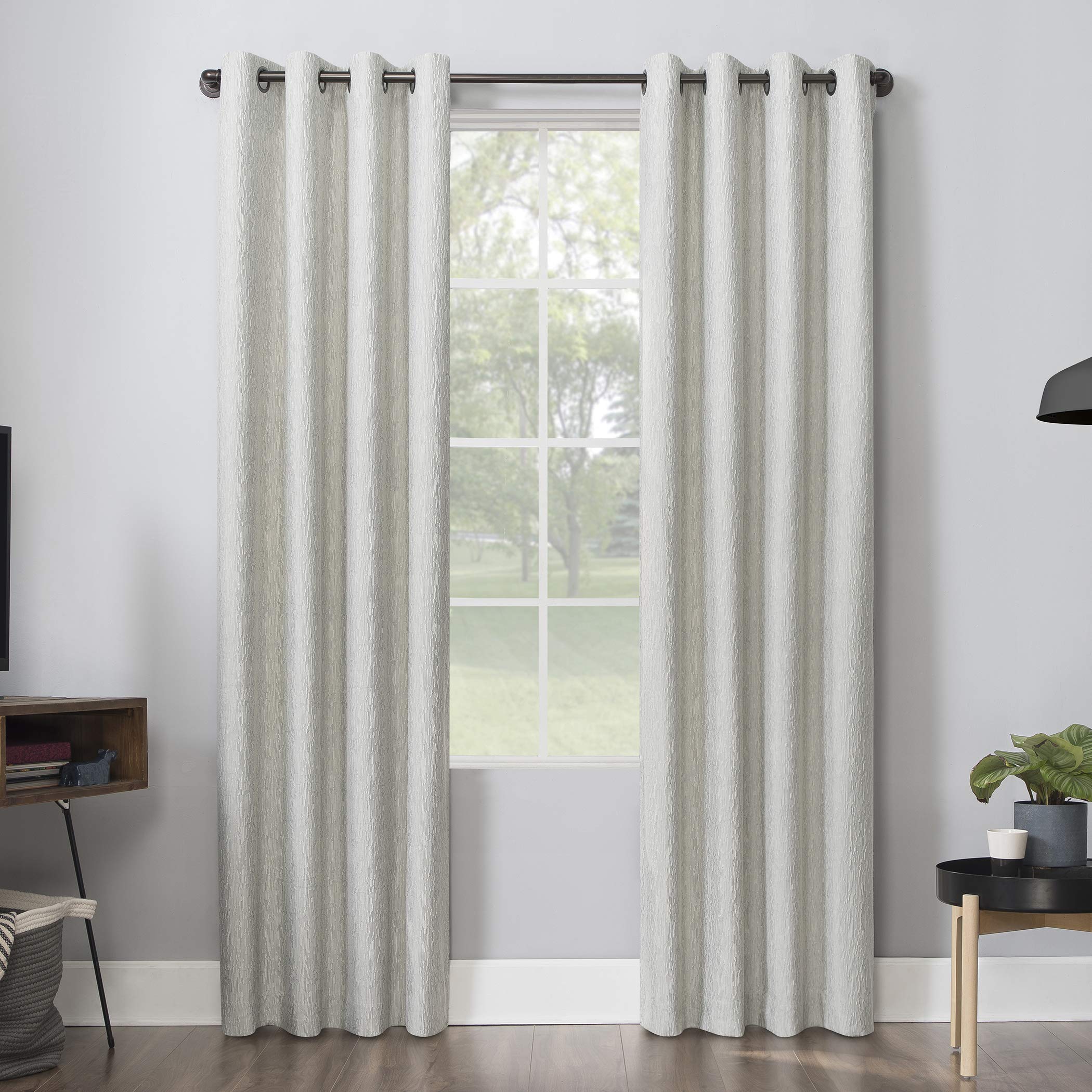 Sun Zero Noir Dimensional Thermal Extreme Total Blackout Grommet Curtain Panel, 52 x 84, Cream White