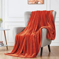 Walensee Fleece Blanket Plush Throw Fuzzy Lightweight (Twin Size 60X80 Orange) Super Soft Microfiber Flannel Blankets For Couch,